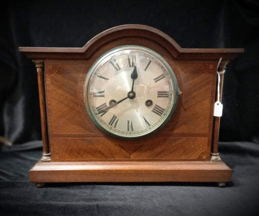 Antique Mahogany Mantle Clock – 8-Day Mechanical Strike Movement