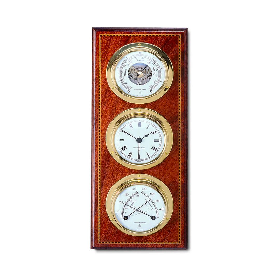 Mahogany Mounted Thermometer / Hygrometer, Barometer & Clock | Barometer | Clock Corner
