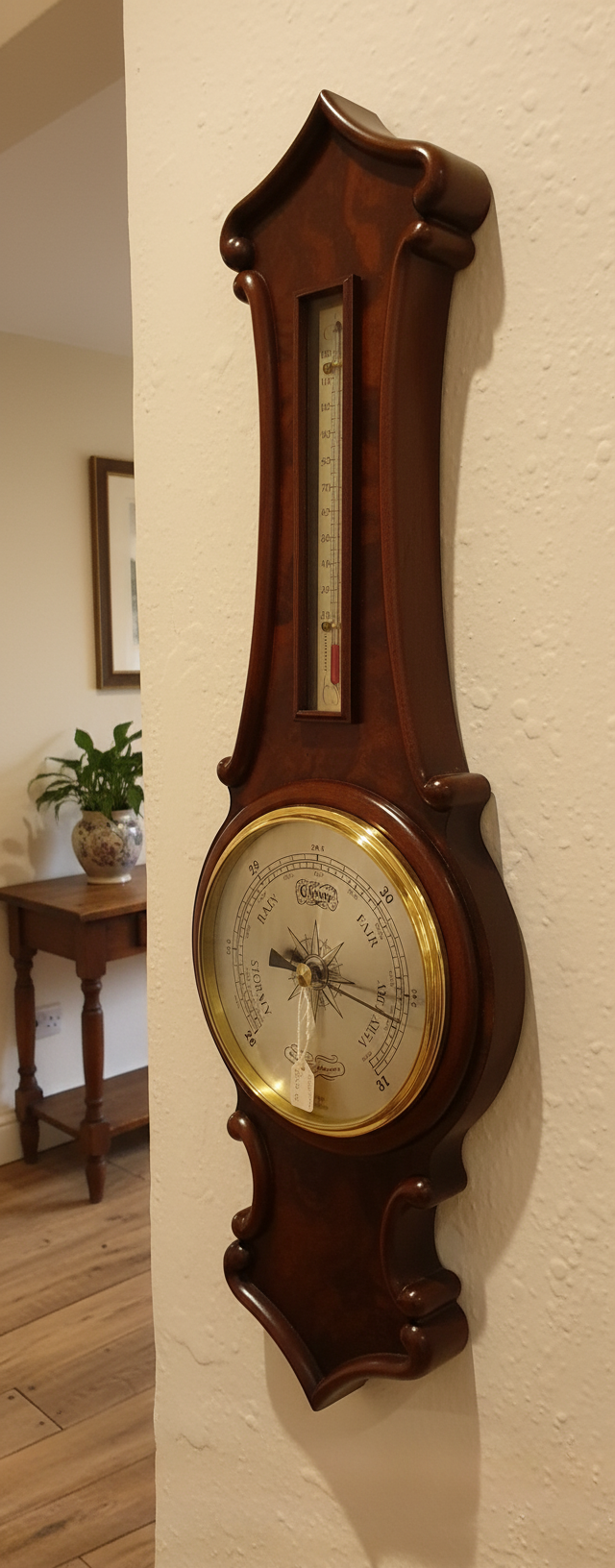 Comitti Of London Queen Anne Style Aneroid Barometer