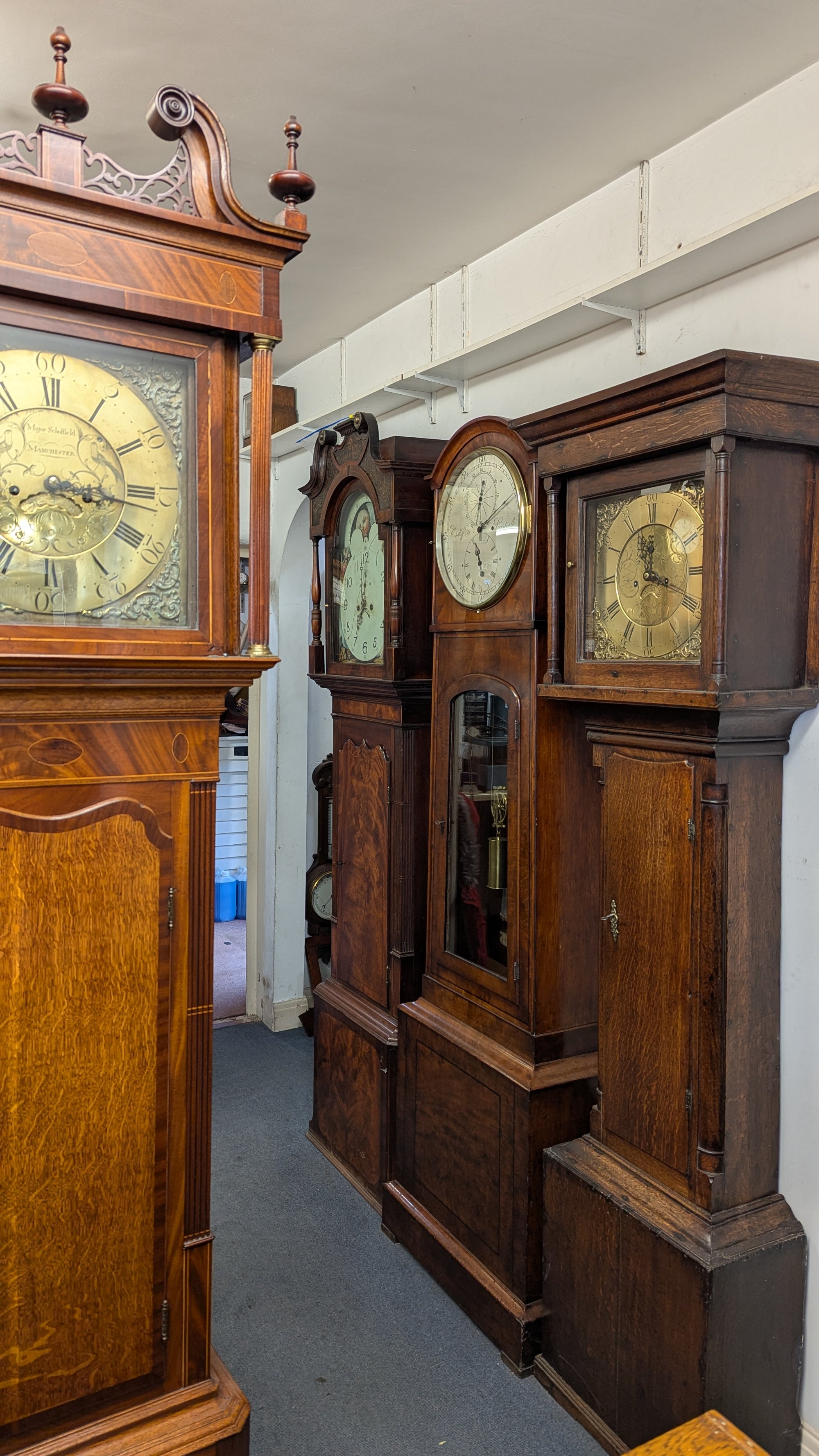 SH Antique Brass Dial Grandfather Clock