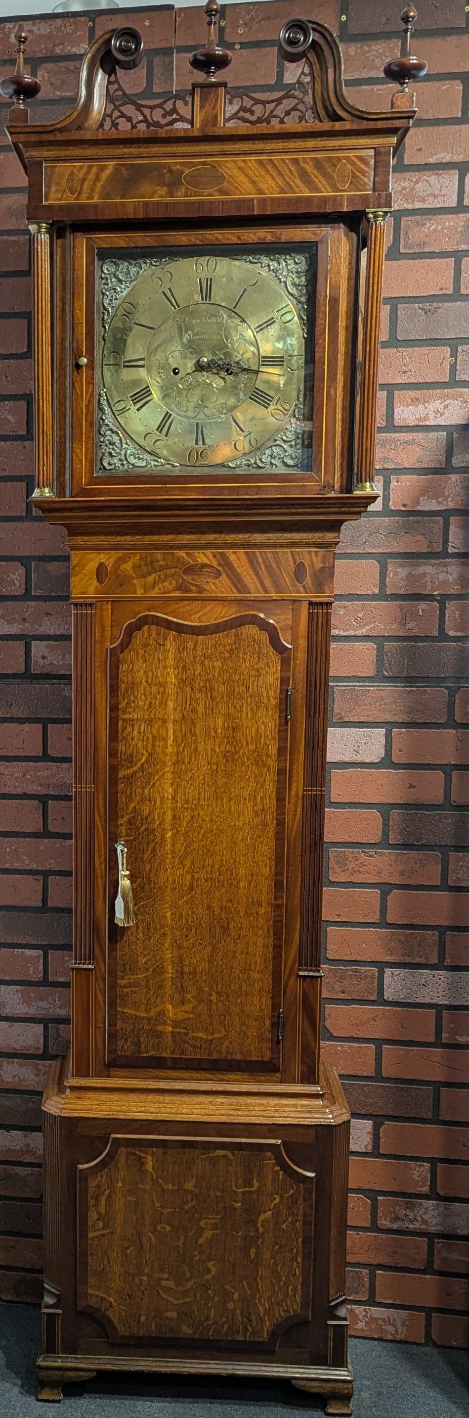 SH Antique Brass Dial Grandfather Clock