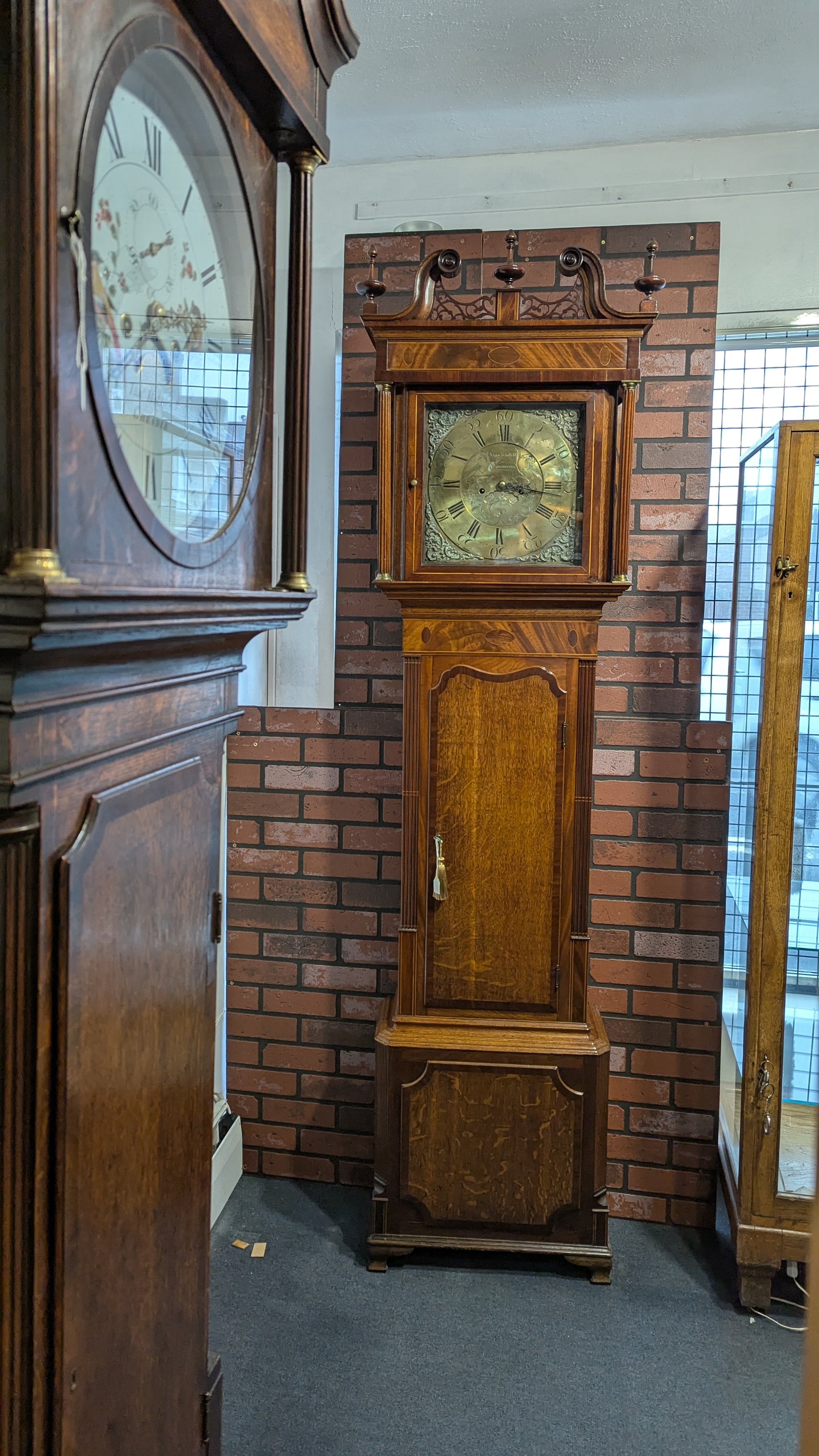 SH Antique Brass Dial Grandfather Clock