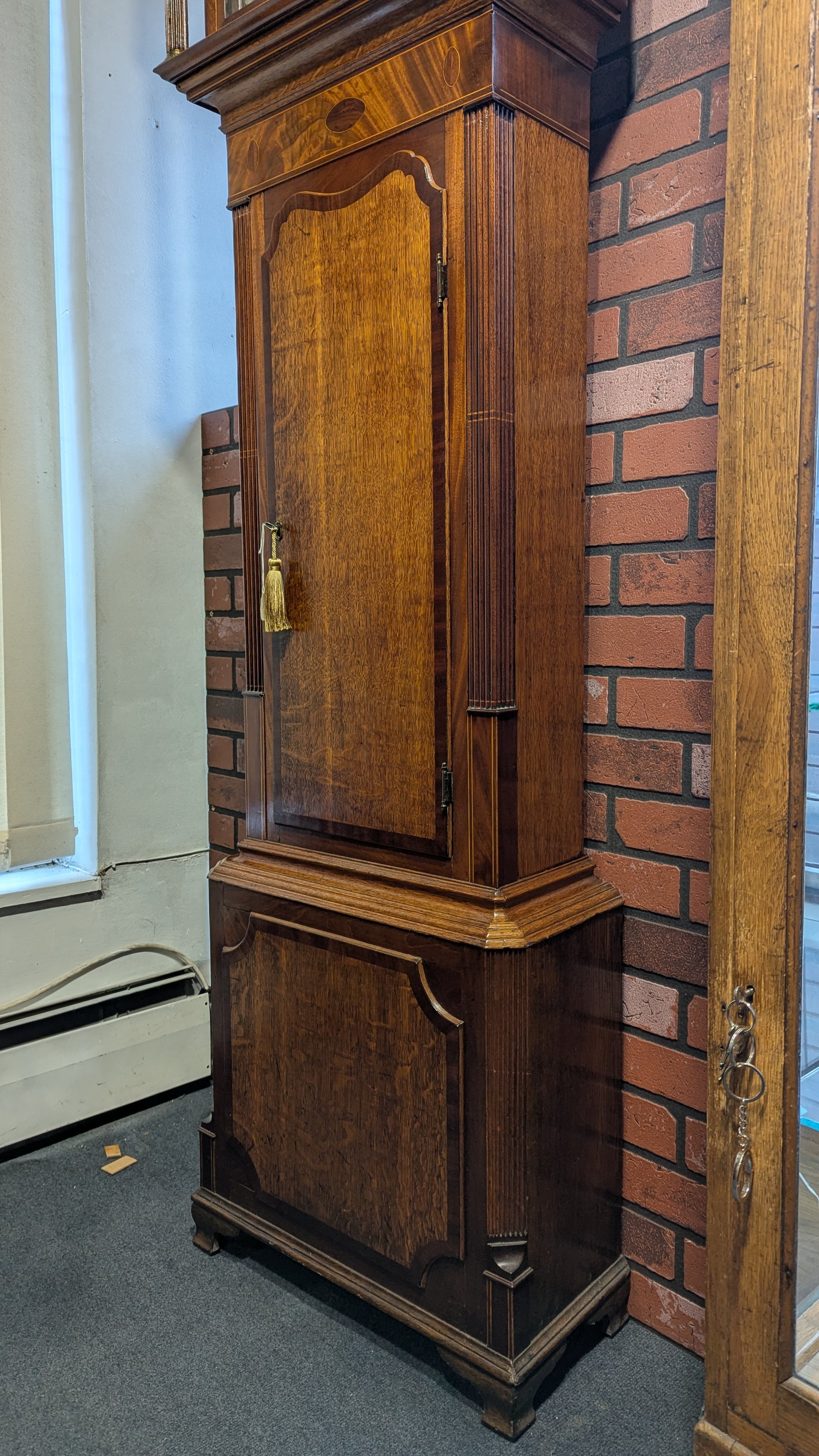 SH Antique Brass Dial Grandfather Clock