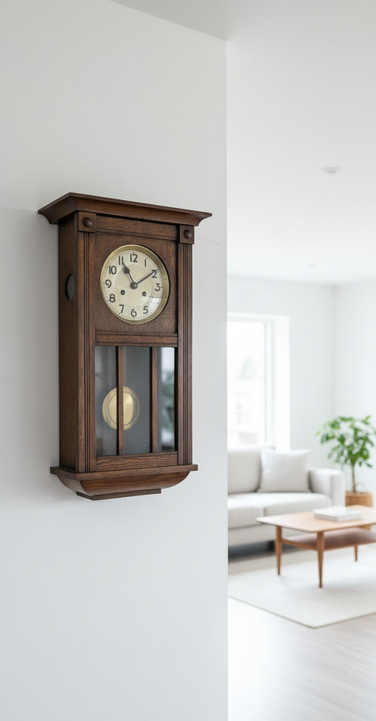 Antique Edwardian Oak Wall Clock - German Strike Movement