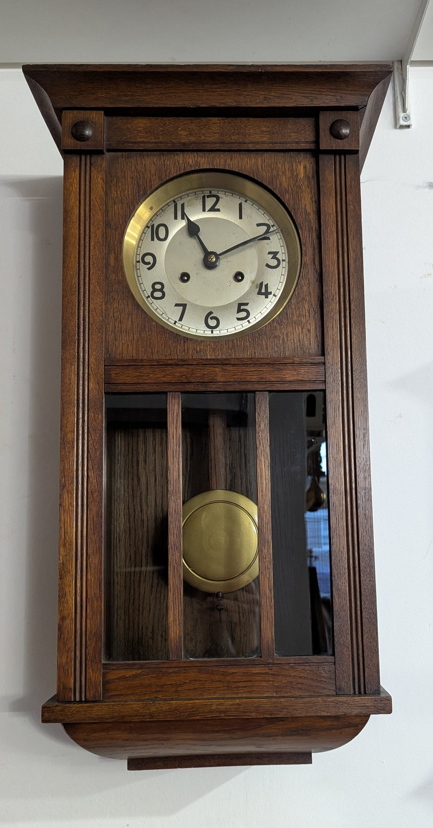 Antique Edwardian Oak Wall Clock - German Strike Movement