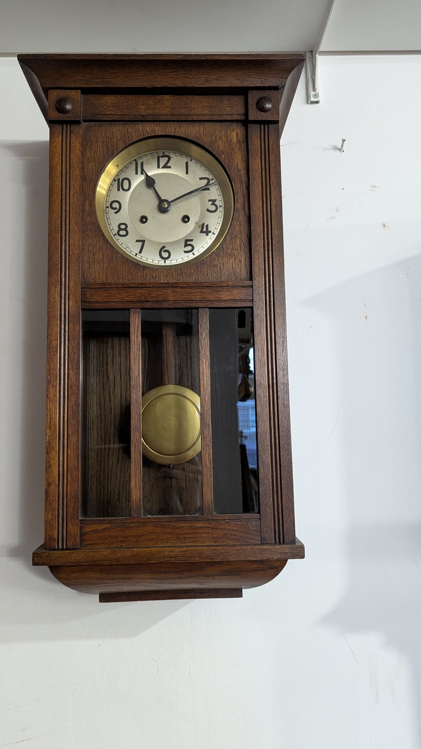 Antique Edwardian Oak Wall Clock - German Strike Movement