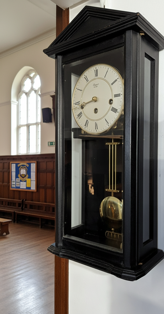 Rapport Mechanical Westminster Wall Clock - Ebony & Glass (1970s)