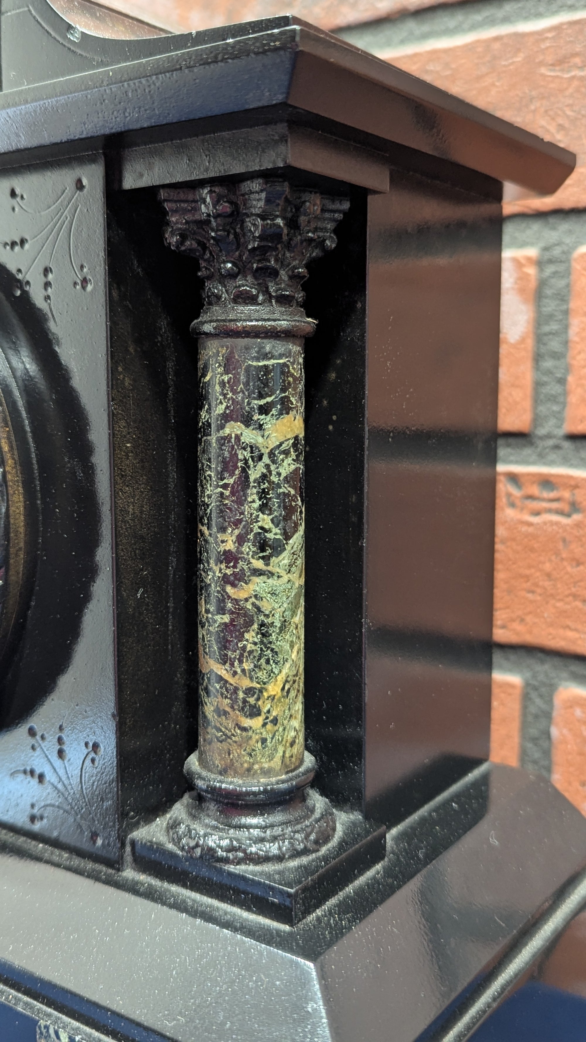 SH American Solid Marble Strike Mantle Clock