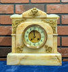 SH White Marble Strike Mantle Clock