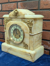 SH White Marble Strike Mantle Clock