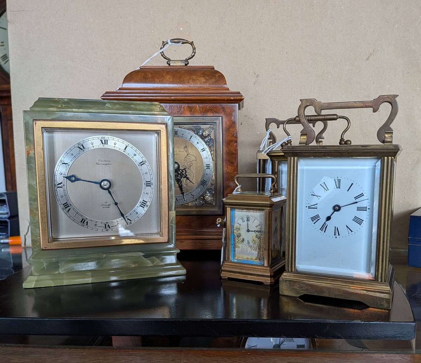 Elliott of London Green Marble & Onyx Mechanical Mantel Clock (Eustance, Warrington) – c.1960s