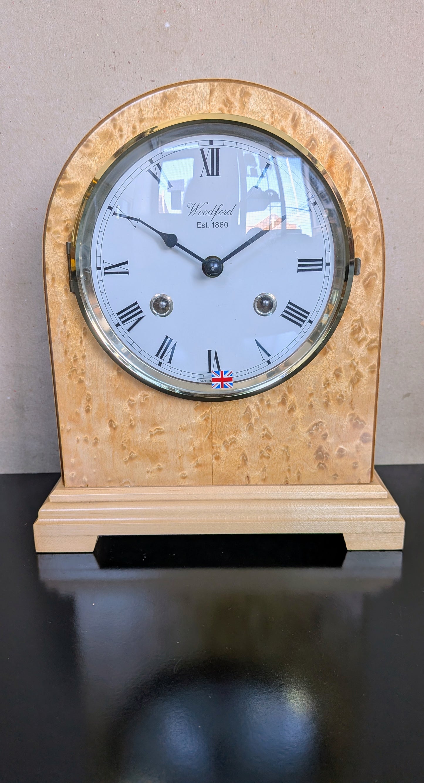 Woodford Beech Burr Mechanical Mantle Clock