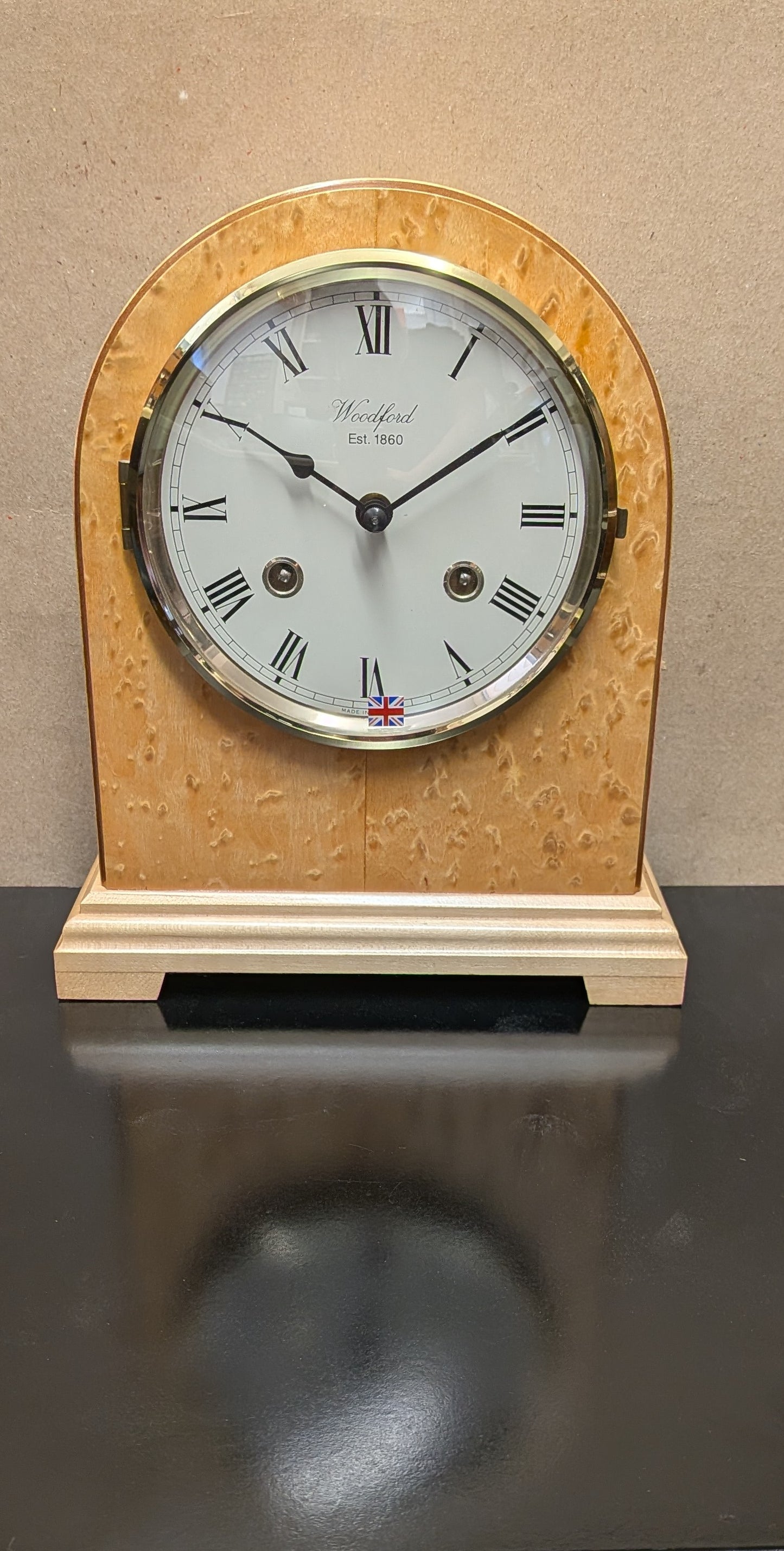 Woodford Beech Burr Mechanical Mantle Clock