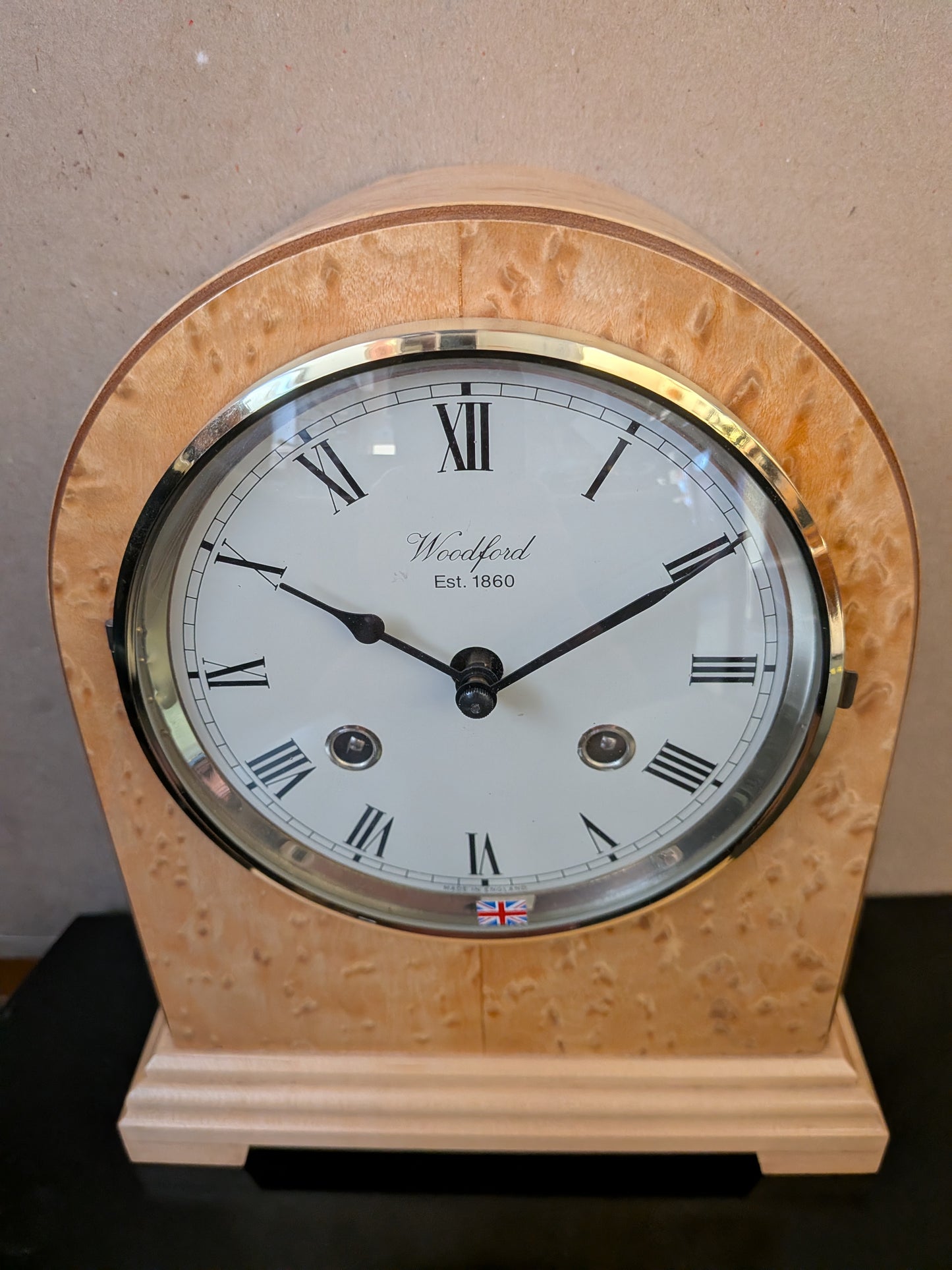 Woodford Beech Burr Mechanical Mantle Clock