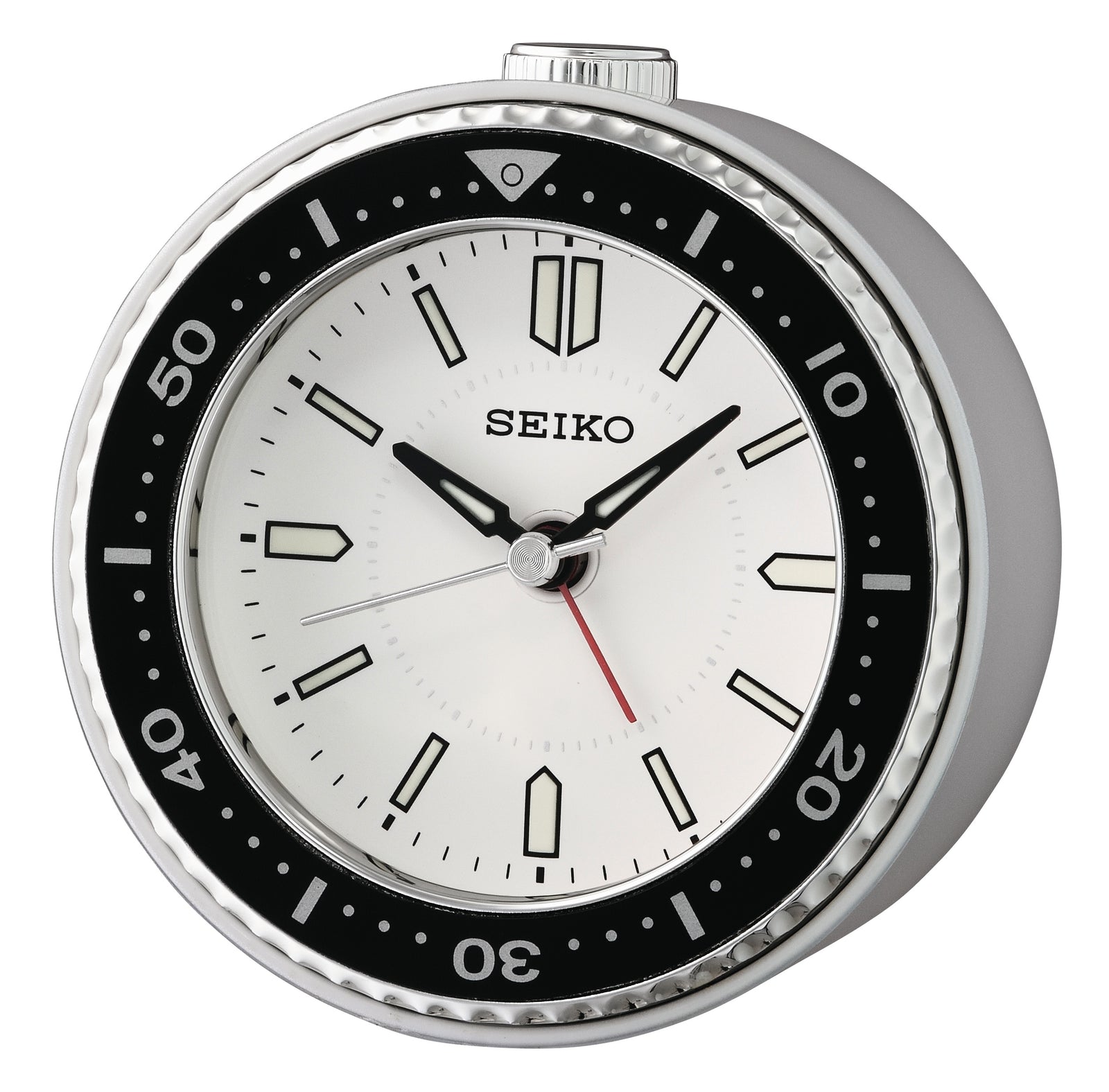 Seiko Silver Bedside Clock, Beep alarm/snooze/LED
