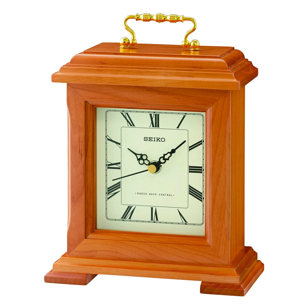 Seiko Wooden Mantel Clock with Beep Alarm – Light Brown | Mantel Clock | Clock Corner
