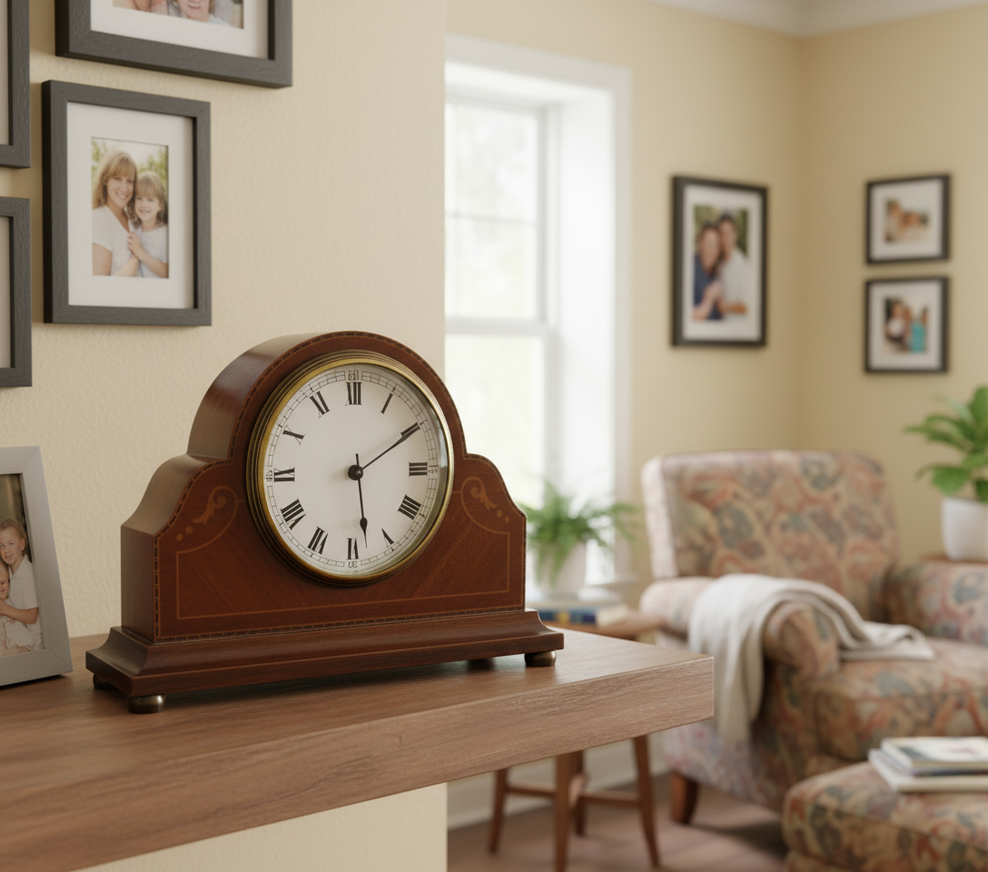 Polished Oak Timepiece Mantle/Shelf Clock - SH Antique | Mantel Clock | Clock Corner