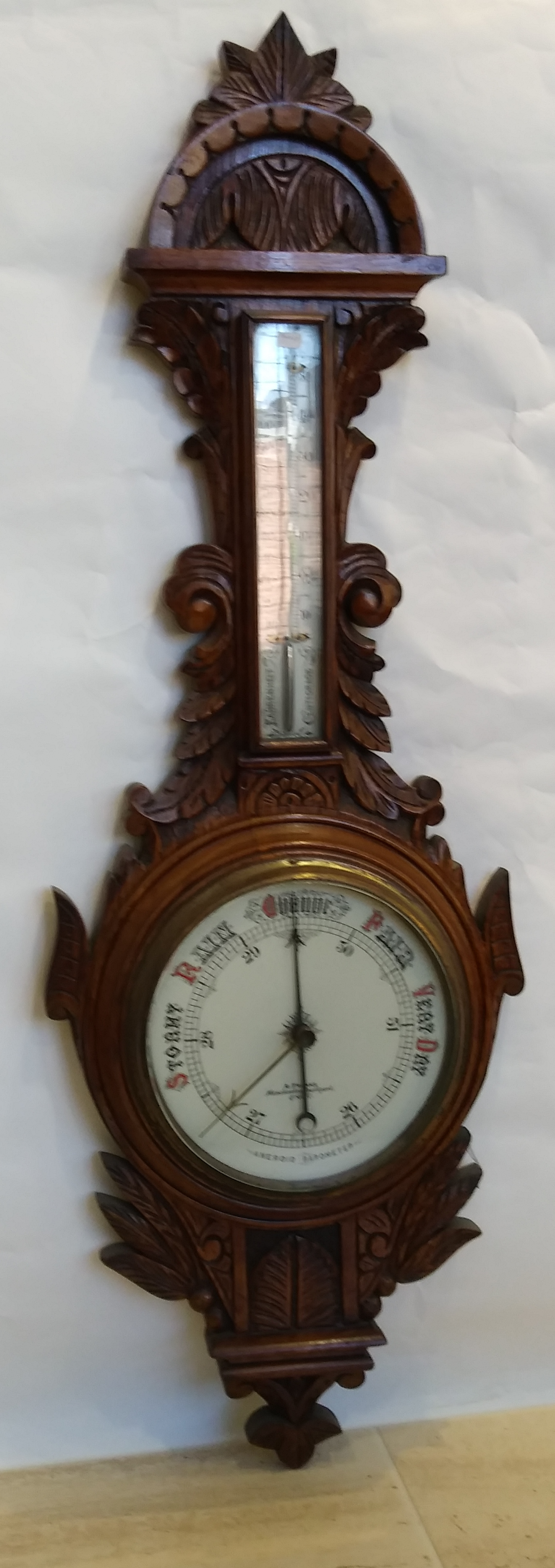 Victorian Aneroid Oak Barometer – SH Antique | Barometer | Clock Corner