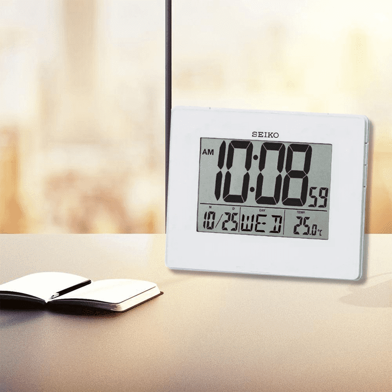 Seiko LCD Alarm/Calendar Clock with Folding Stand